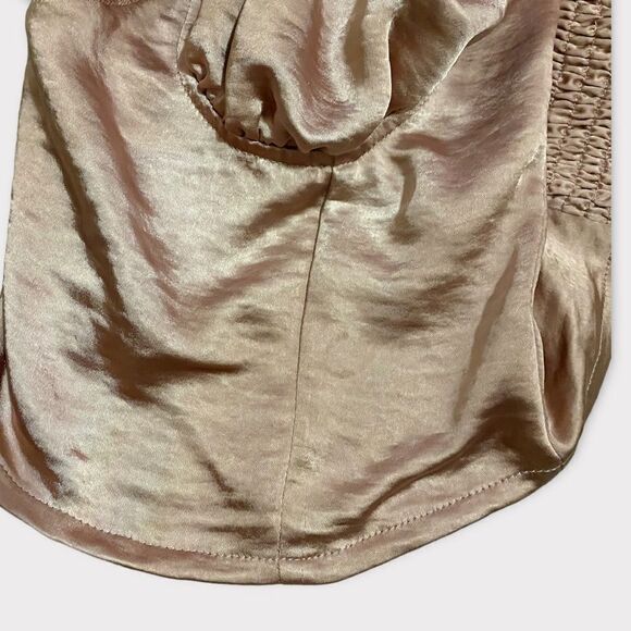 Kendall & Kylie Bustier Corset Silky Woven Mauve Fabric Crop Top - Picture 7 of 8